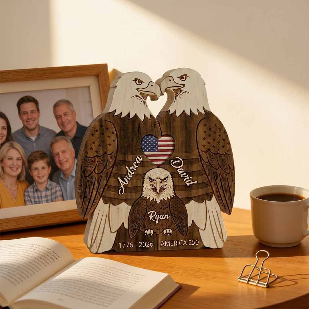 Personalized Eagle 3 Pieces Family Edition Custom Wooden Puzzle