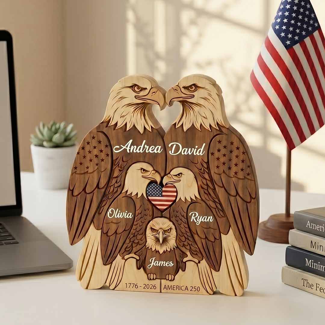 Personalized Eagle 5 Pieces Family Edition Custom Wooden Puzzle