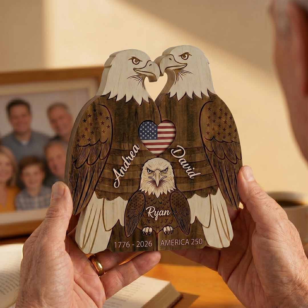 Personalized Eagle 3 Pieces Family Edition Custom Wooden Puzzle