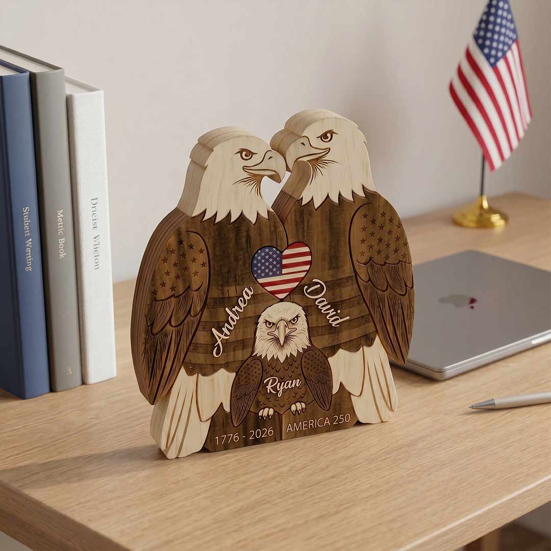 Personalized Eagle 3 Pieces Family Edition Custom Wooden Puzzle