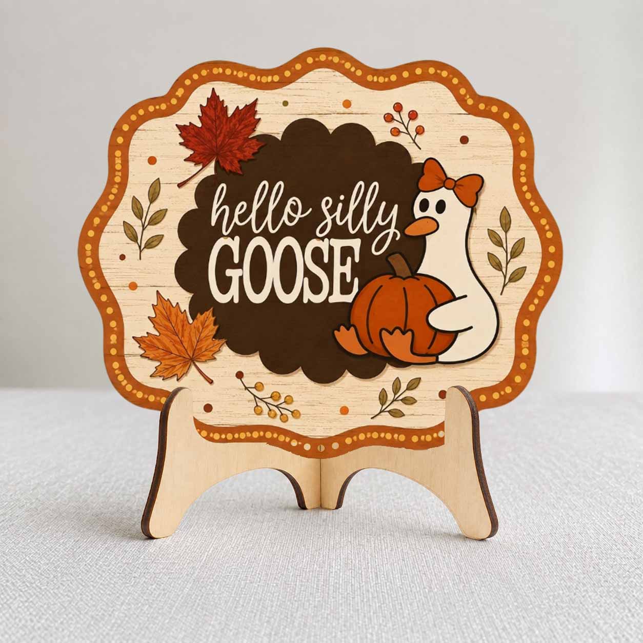 Fall Porch Decor, Hello Silly Goose  Wooden Fall Door Hanger,  Front Door Sign, Farmhouse Fall Decor