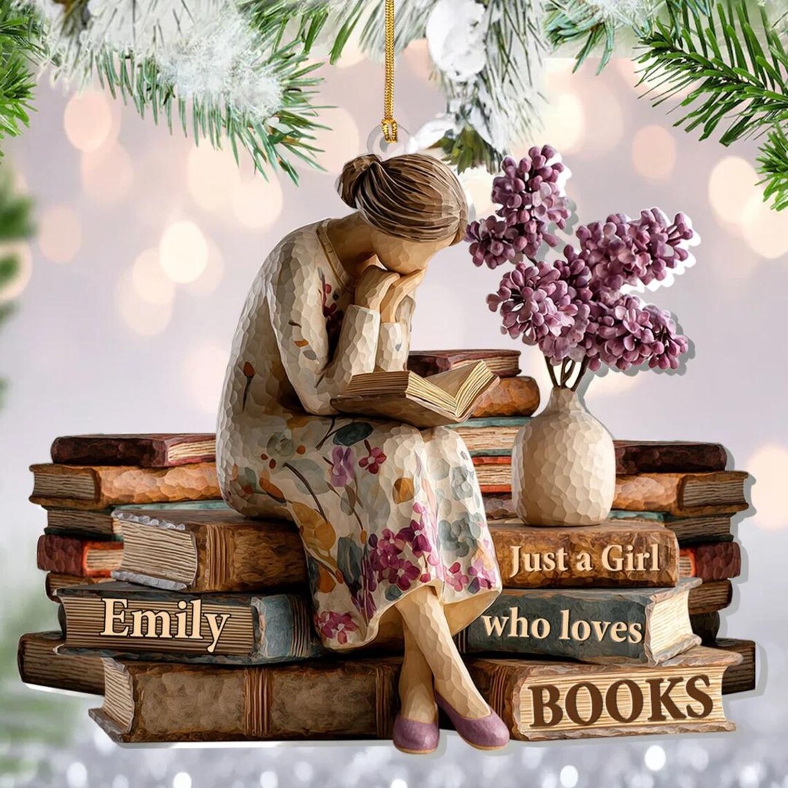 Christmas Book Lover 2026 Custom Name Date Acrylic Ornament