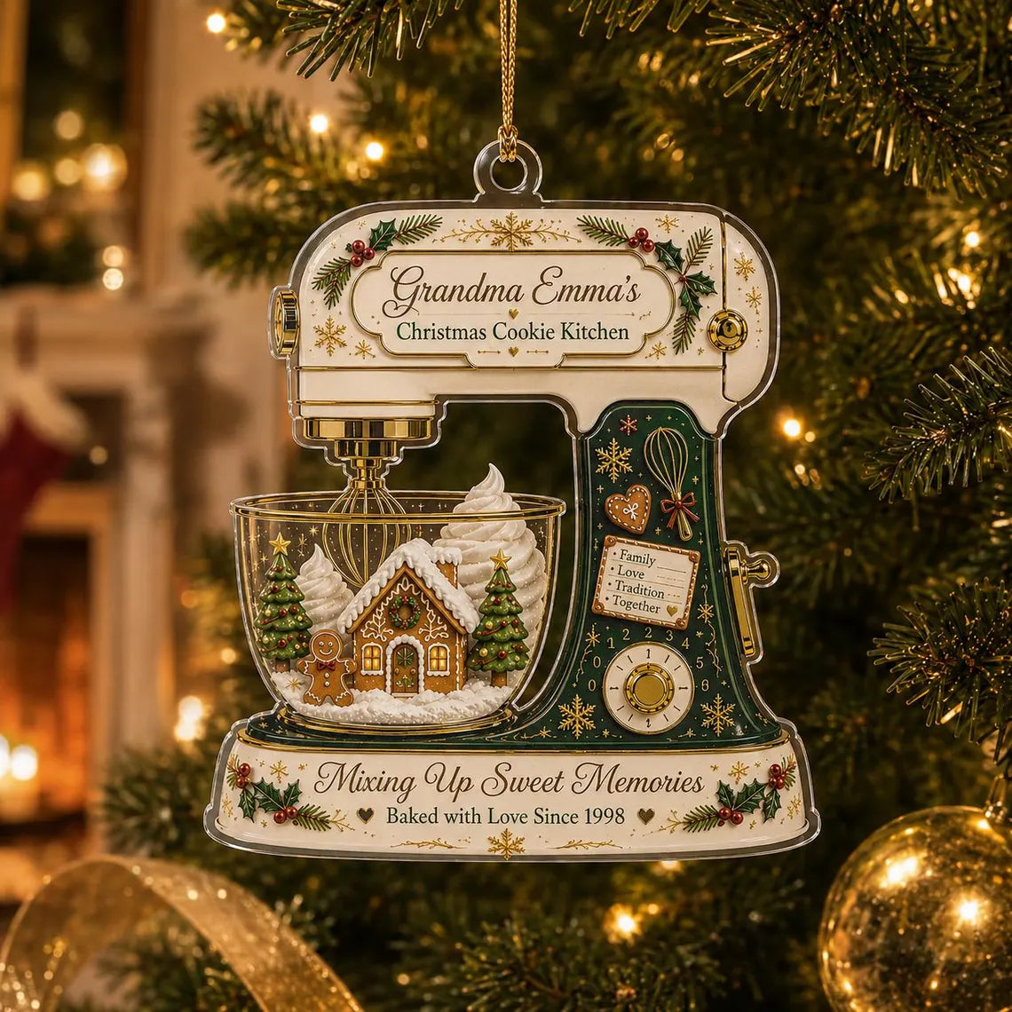 Grandma Christmas Cookie Kitchen Custom Name Acrylic Christmas Ornament