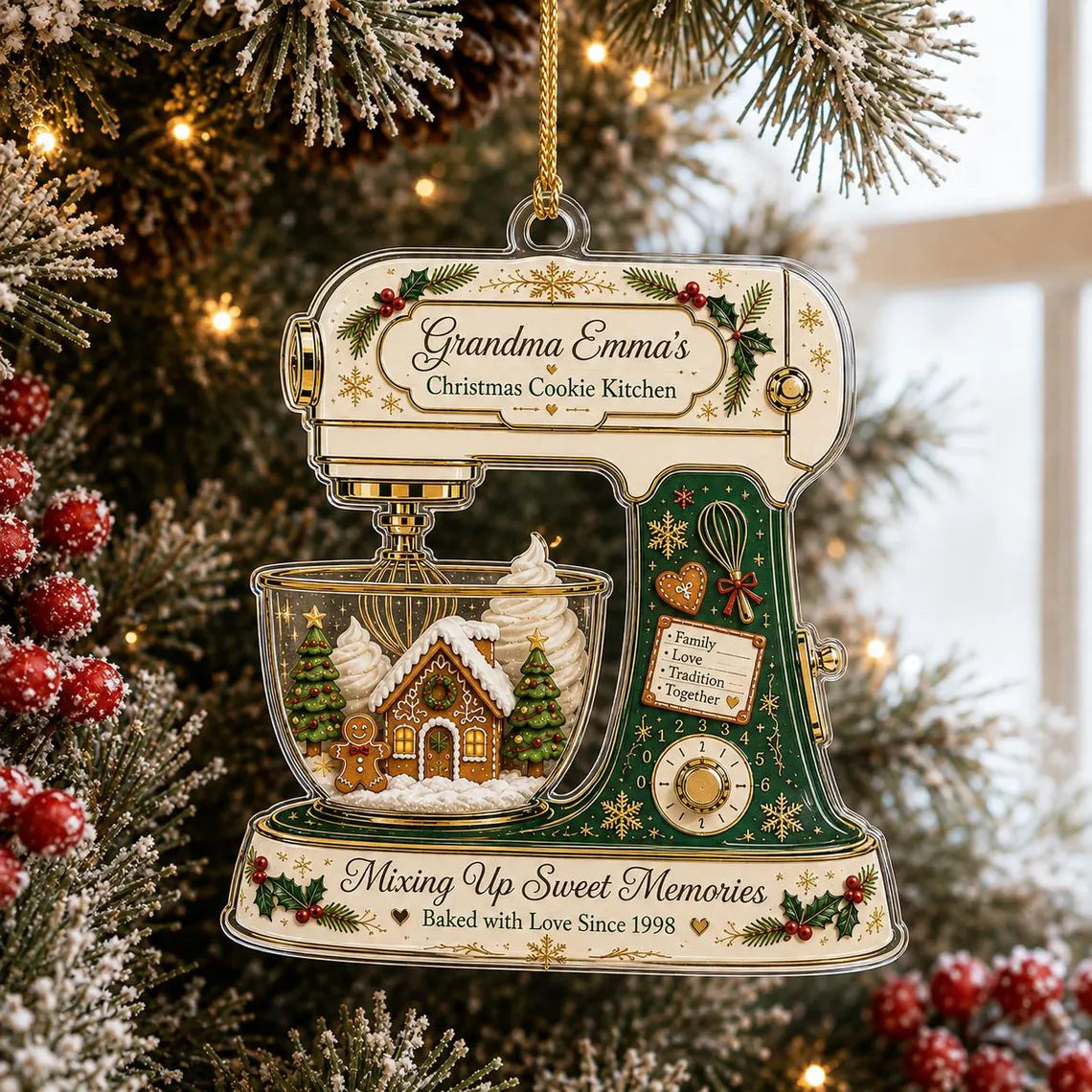 Grandma Christmas Cookie Kitchen Custom Name Acrylic Christmas Ornament