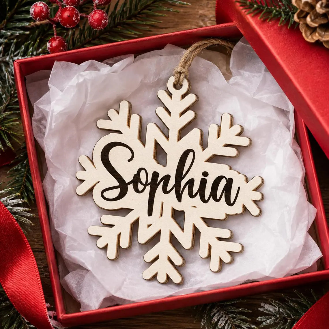 Christmas Snowflake Name Custom Name Wooden Ornament