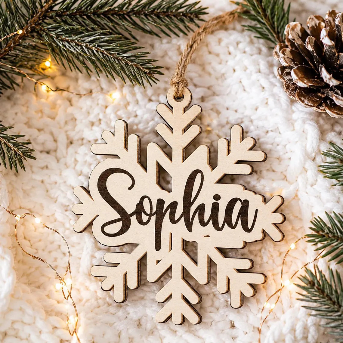 Christmas Snowflake Name Custom Name Wooden Ornament