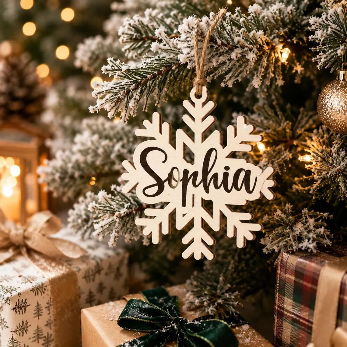 Christmas Snowflake Name Custom Name Wooden Ornament
