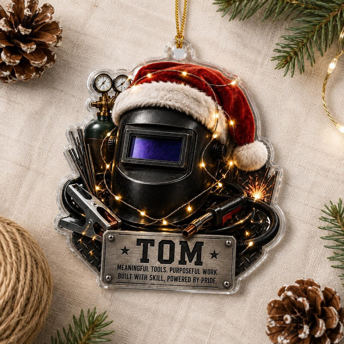 Christmas Welder Workshop Custom Name Occupation Acrylic Ornament