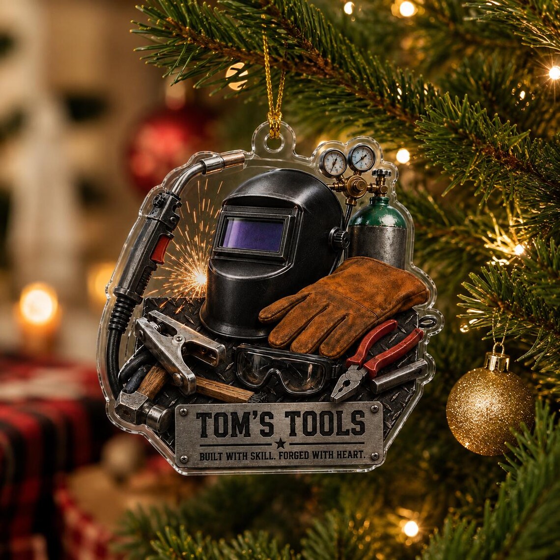 Welder Tools Christmas Custom Name Occupation Acrylic Ornament