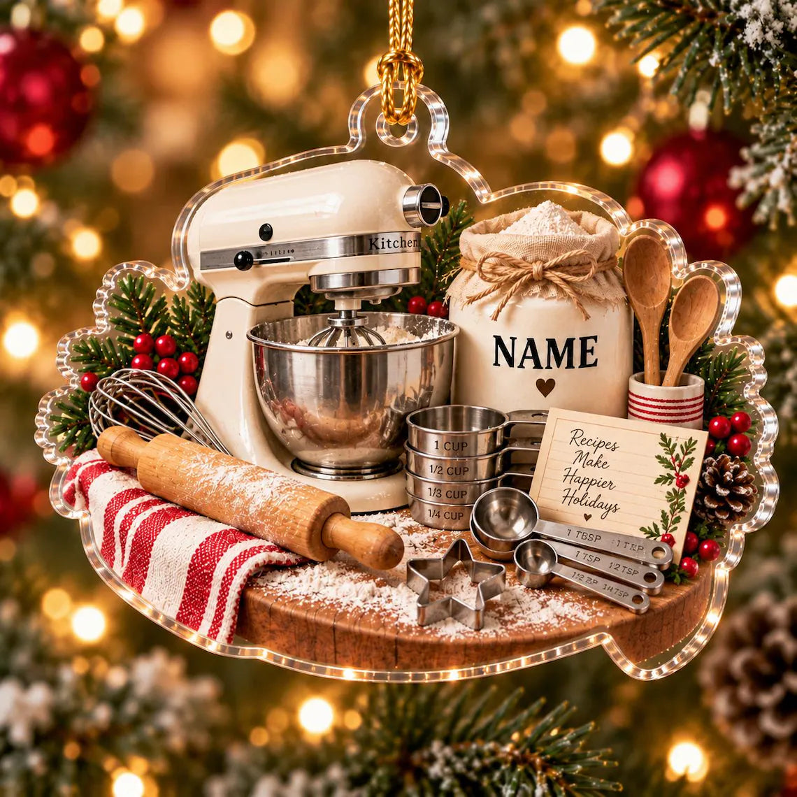 Baking Brings People Together Custom Name Occupation Acrylic Christmas Ornament Baker Christmas Gift