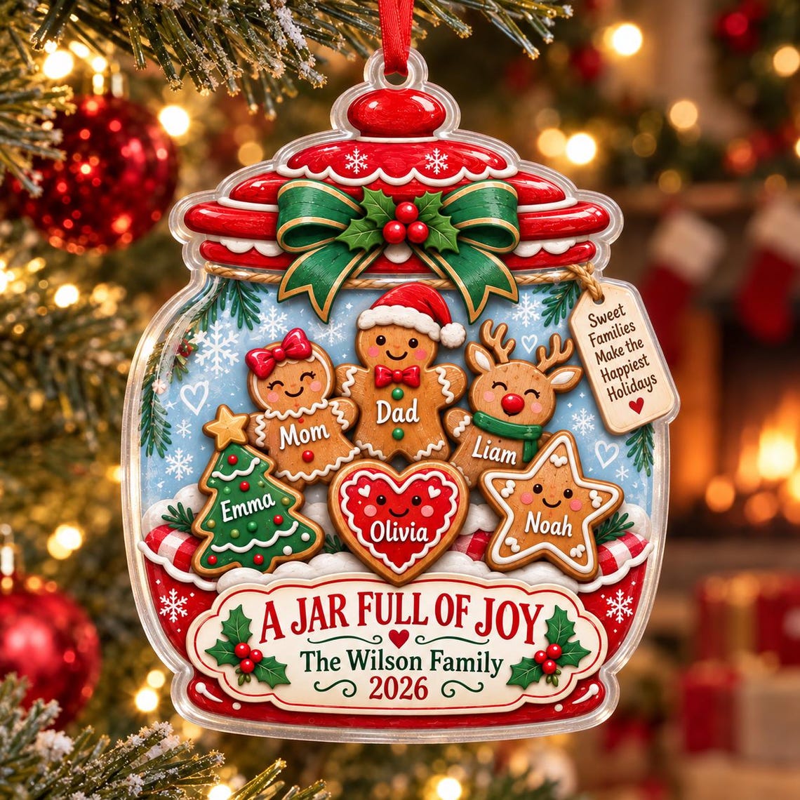 A Jar Full of Joy 2026 Custom Name Date Family Acrylic Ornament
