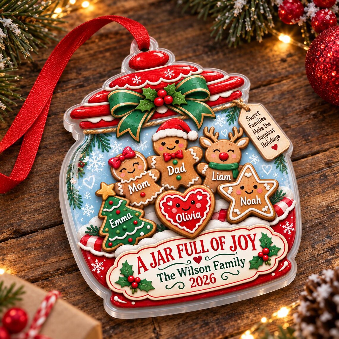 A Jar Full of Joy 2026 Custom Name Date Family Acrylic Ornament