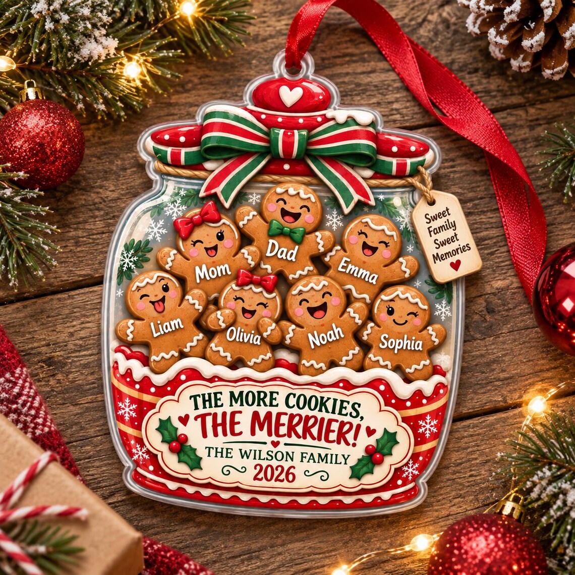 The More Cookies The Merrier 2026 Custom Name Date Family Acrylic Ornament