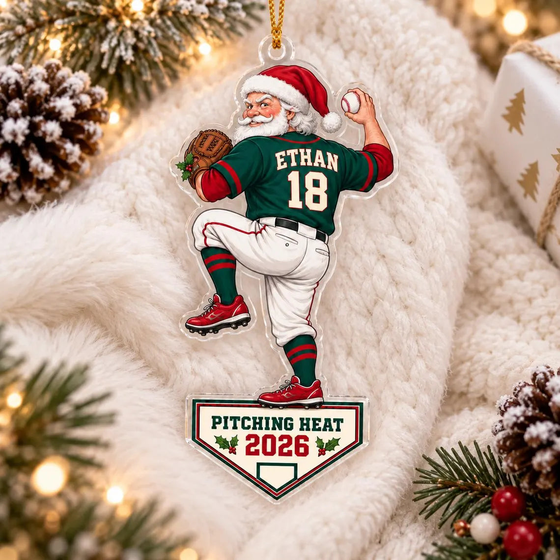 Baseball Christmas 2026 Custom Name Number Sports Acrylic Christmas Ornament