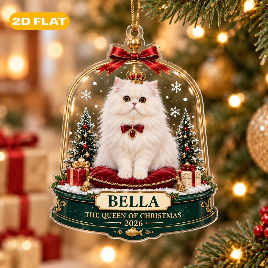 The Queen of Christmas 2026 Custom Name Photo Cat Acrylic Ornament