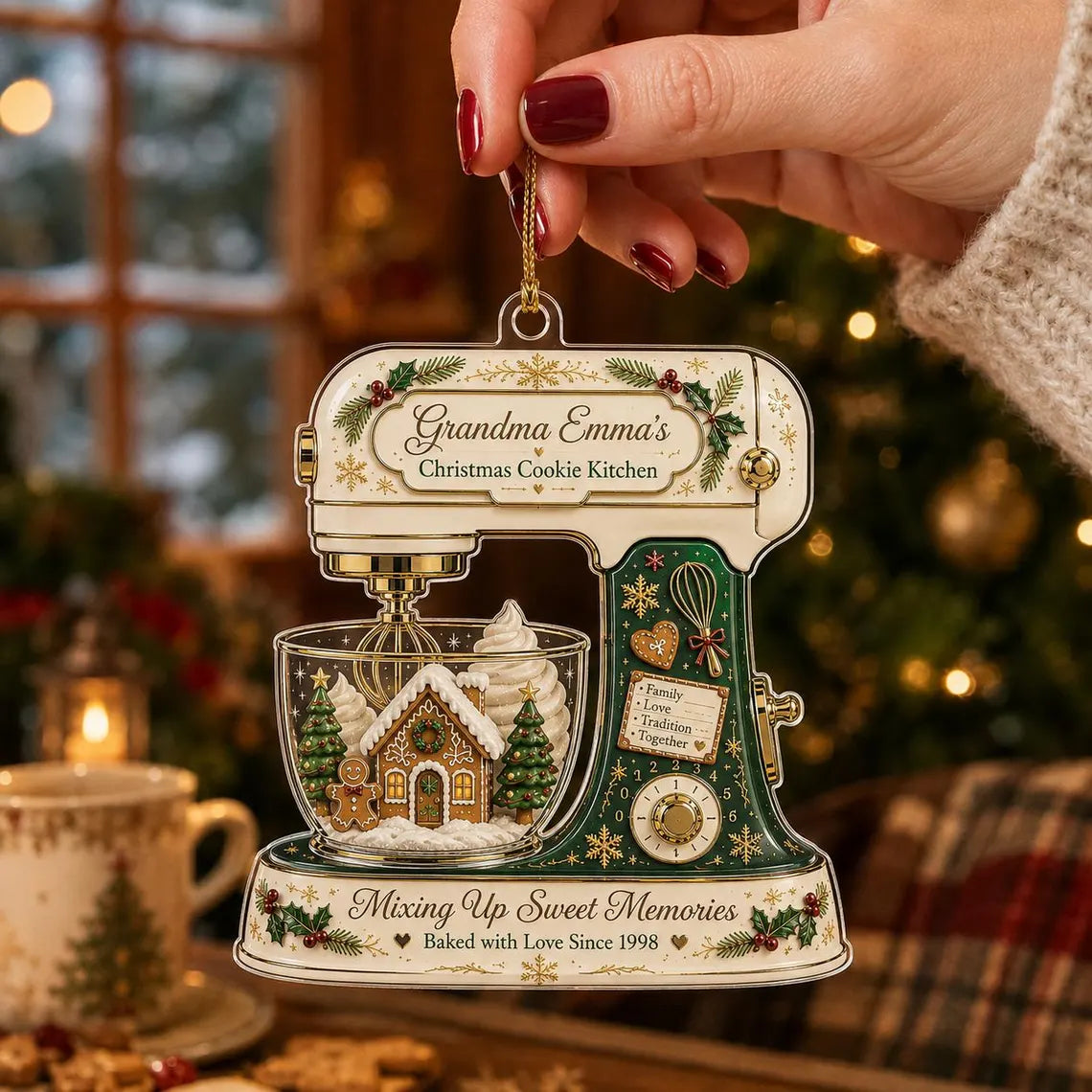 Grandma Christmas Cookie Kitchen Custom Name Acrylic Christmas Ornament