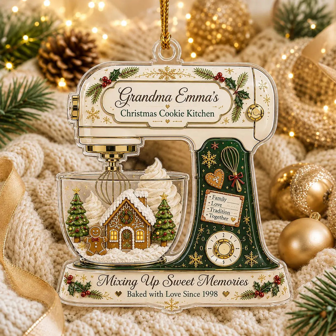Grandma Christmas Cookie Kitchen Custom Name Acrylic Christmas Ornament