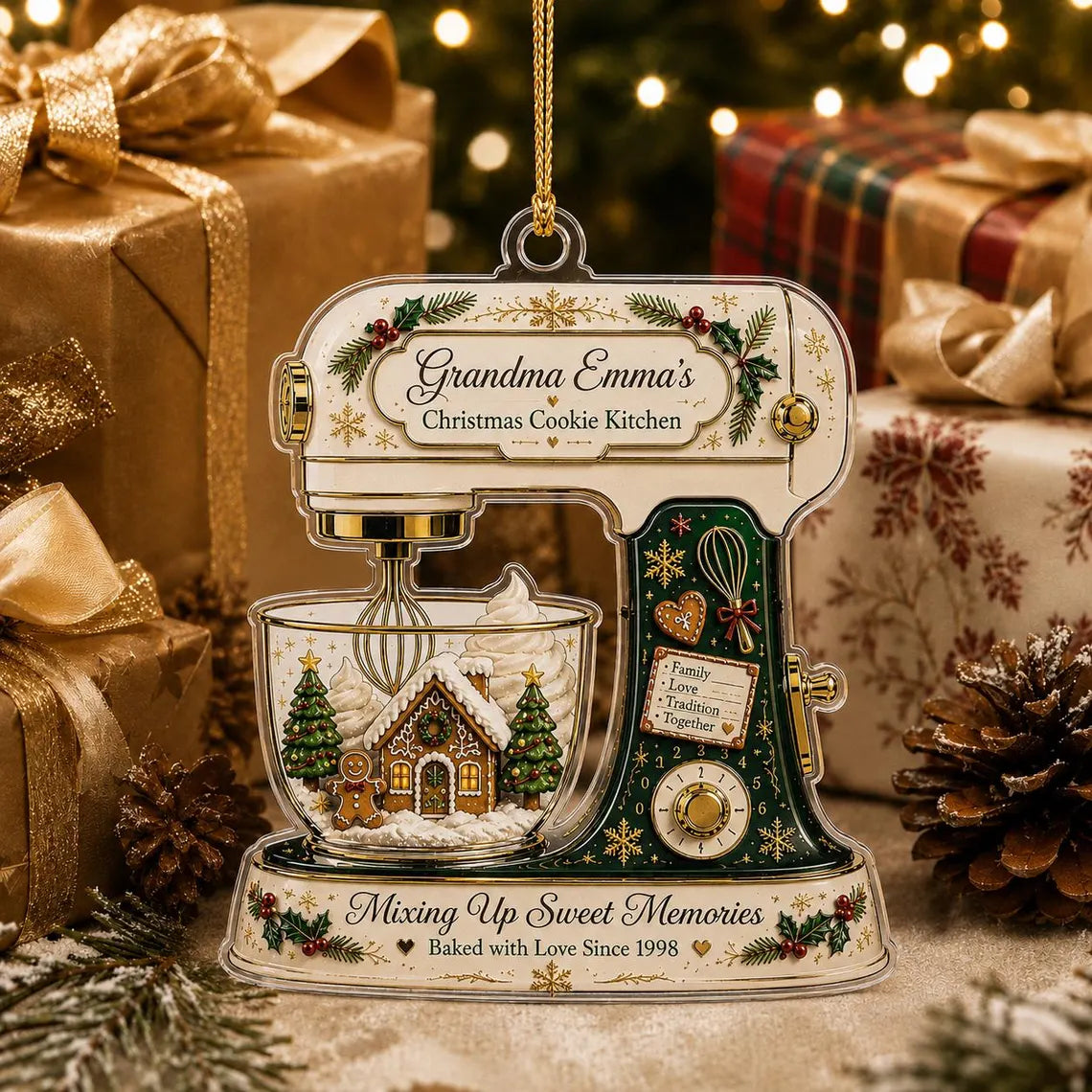 Grandma Christmas Cookie Kitchen Custom Name Acrylic Christmas Ornament