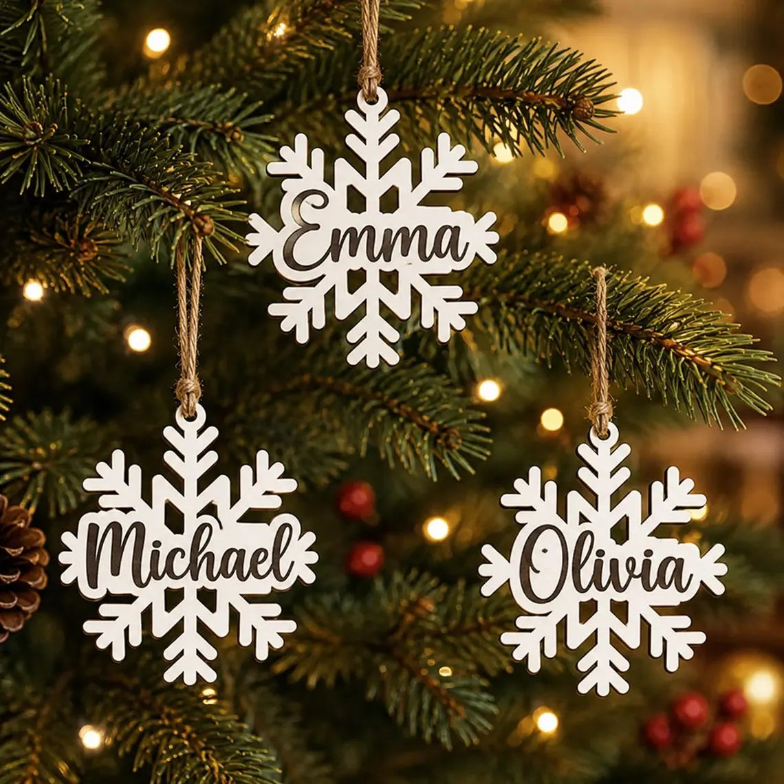 Christmas Snowflake Name Custom Name Wooden Ornament