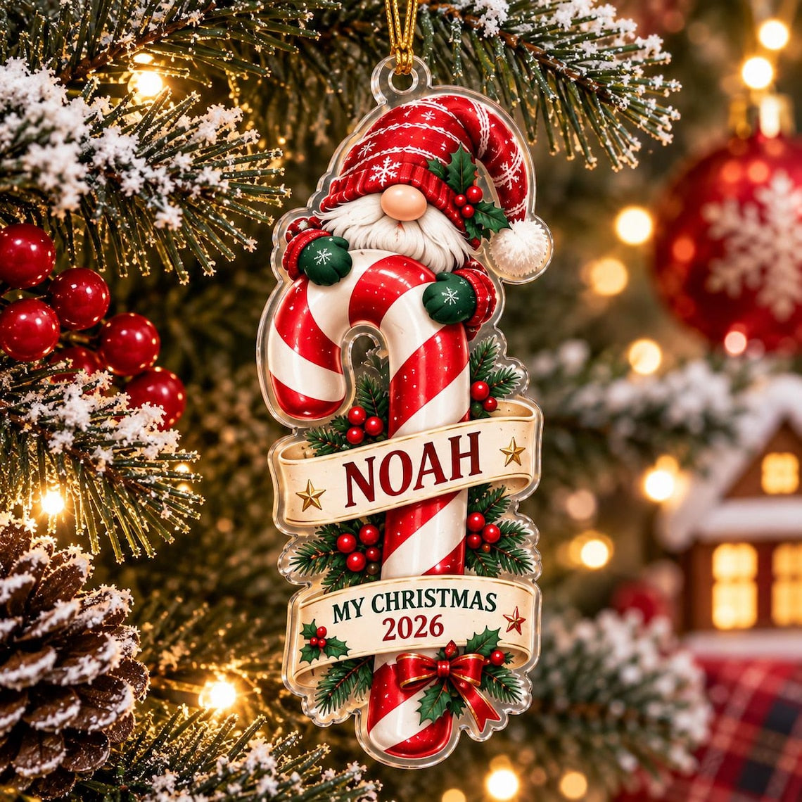 Dashing Through the Snow 2026 Custom Name Date Acrylic Ornament