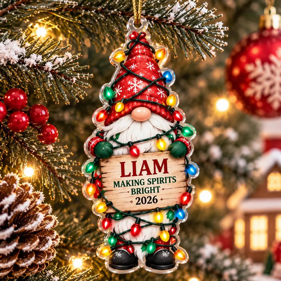 Dashing Through the Snow 2026 Custom Name Date Acrylic Ornament