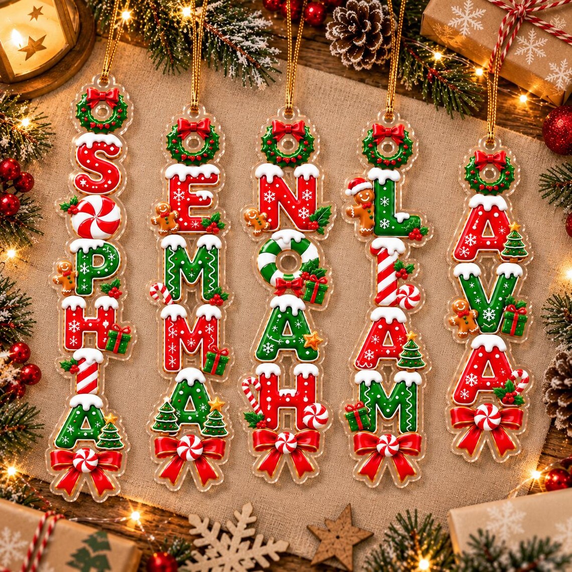 Christmas Name Letter Custom Name Acrylic Christmas Ornament