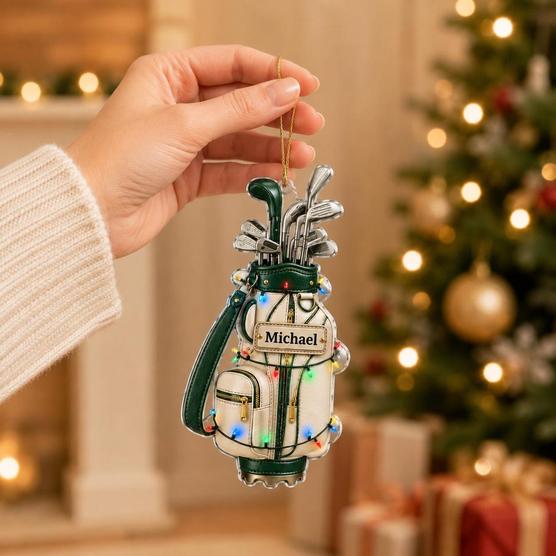 Christmas Golf Bag Custom Name Date Acrylic Ornament