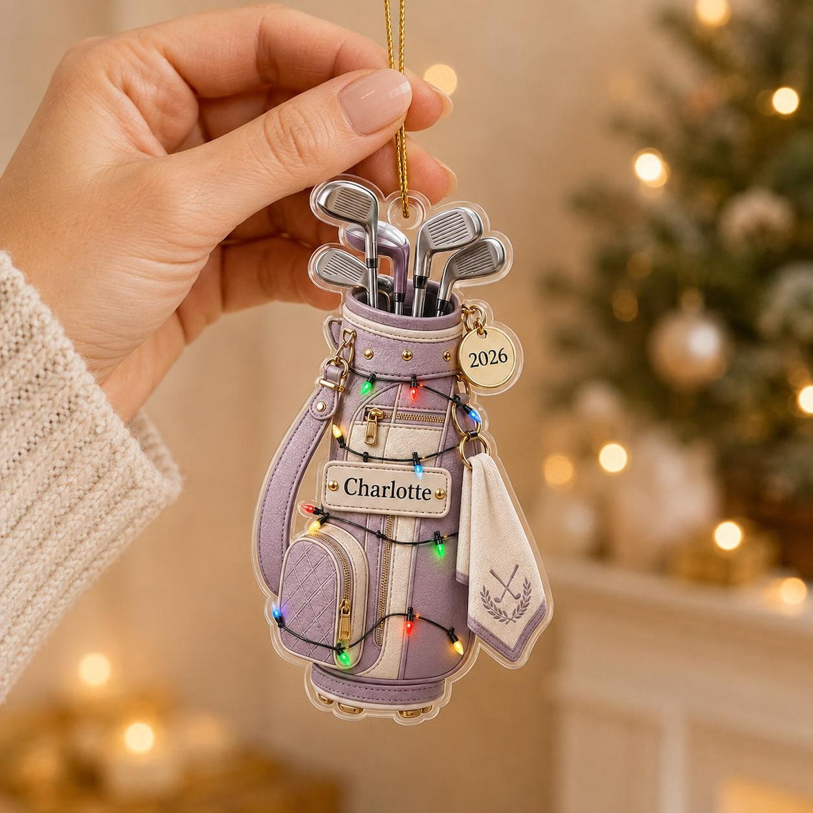 Christmas Golf Bag Custom Name Date Acrylic Ornament