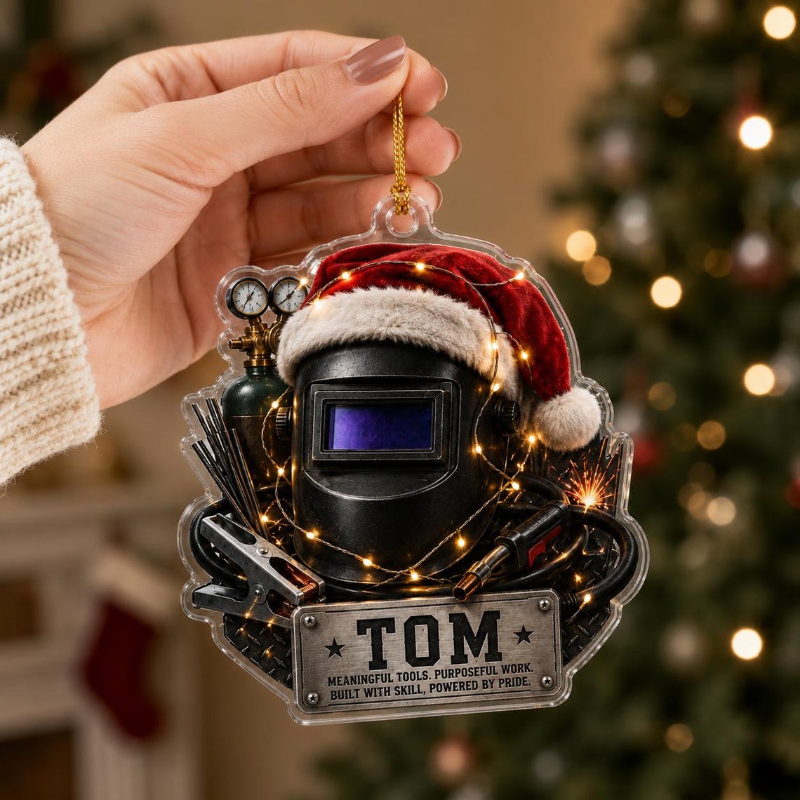 Christmas Welder Workshop Custom Name Occupation Acrylic Ornament