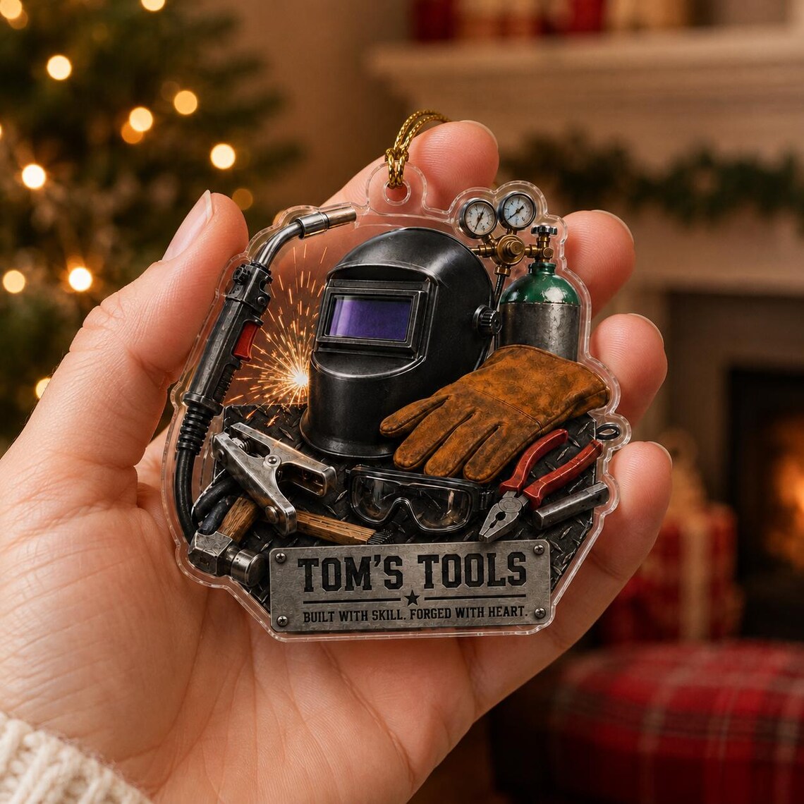 Welder Tools Christmas Custom Name Occupation Acrylic Ornament
