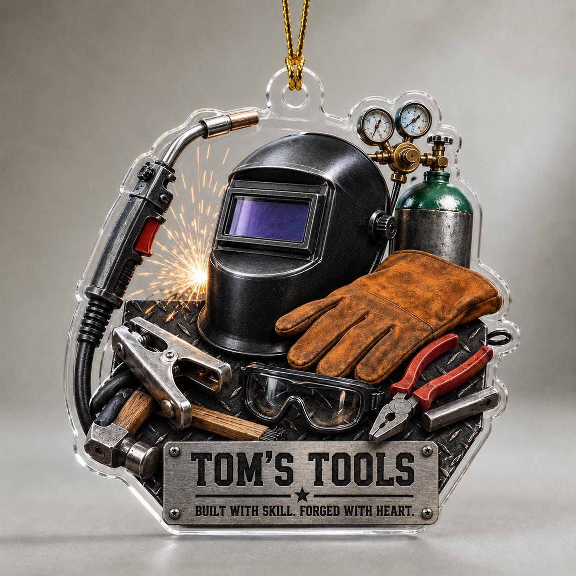 Welder Tools Christmas Custom Name Occupation Acrylic Ornament