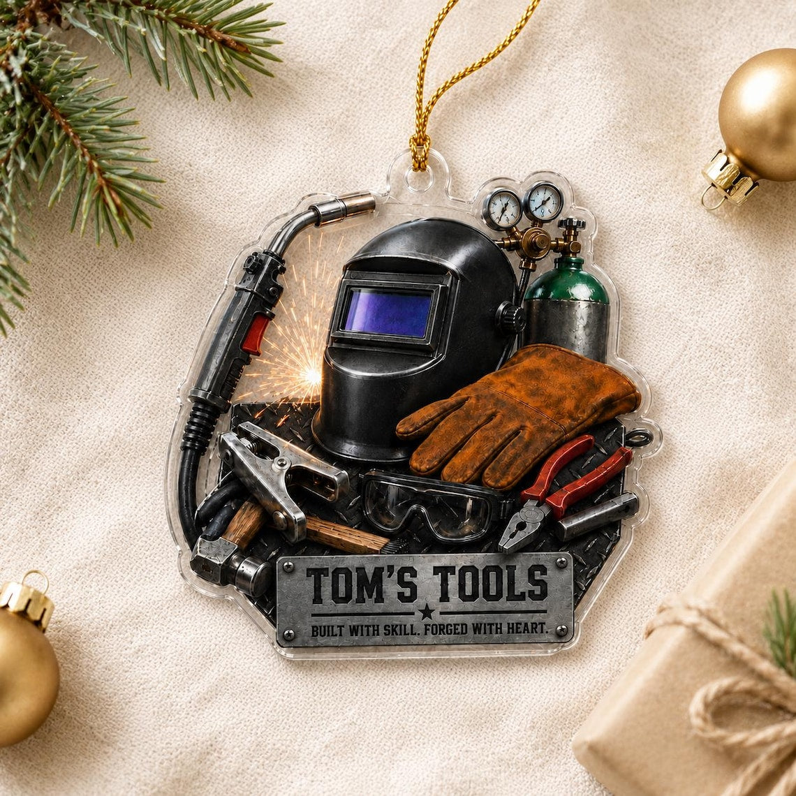 Welder Tools Christmas Custom Name Occupation Acrylic Ornament
