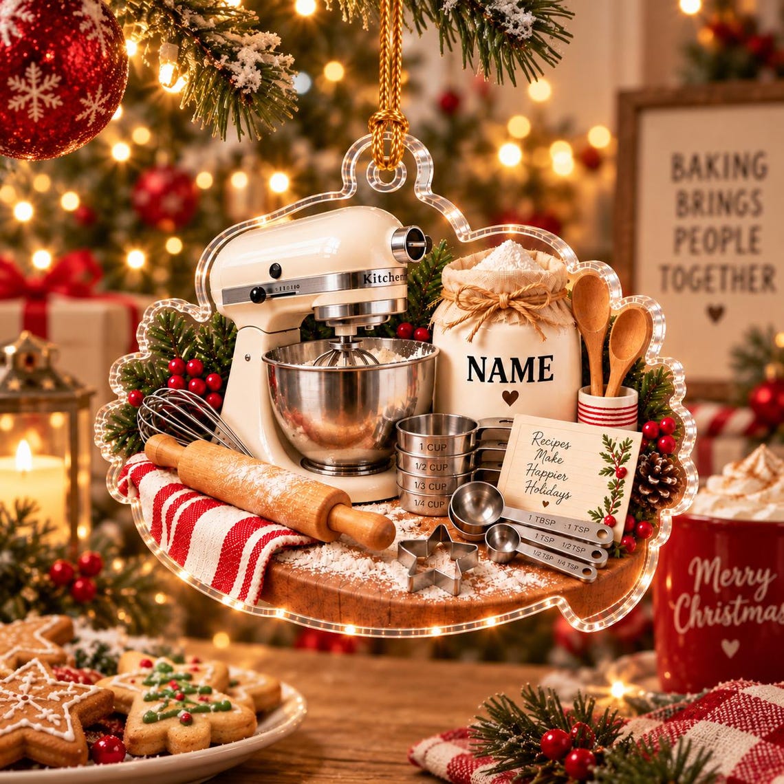 Recipes Make Happier Holidays Custom Name Occupation Acrylic Ornament