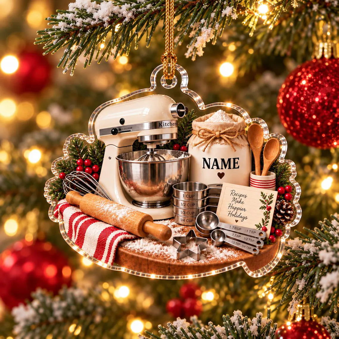Baking Brings People Together Custom Name Occupation Acrylic Christmas Ornament Baker Christmas Gift