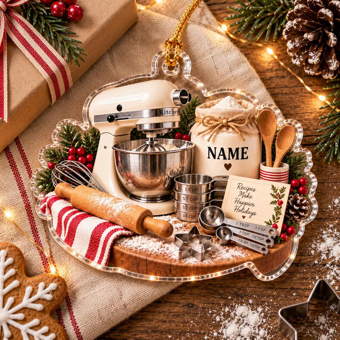 Baking Brings People Together Custom Name Occupation Acrylic Christmas Ornament Baker Christmas Gift
