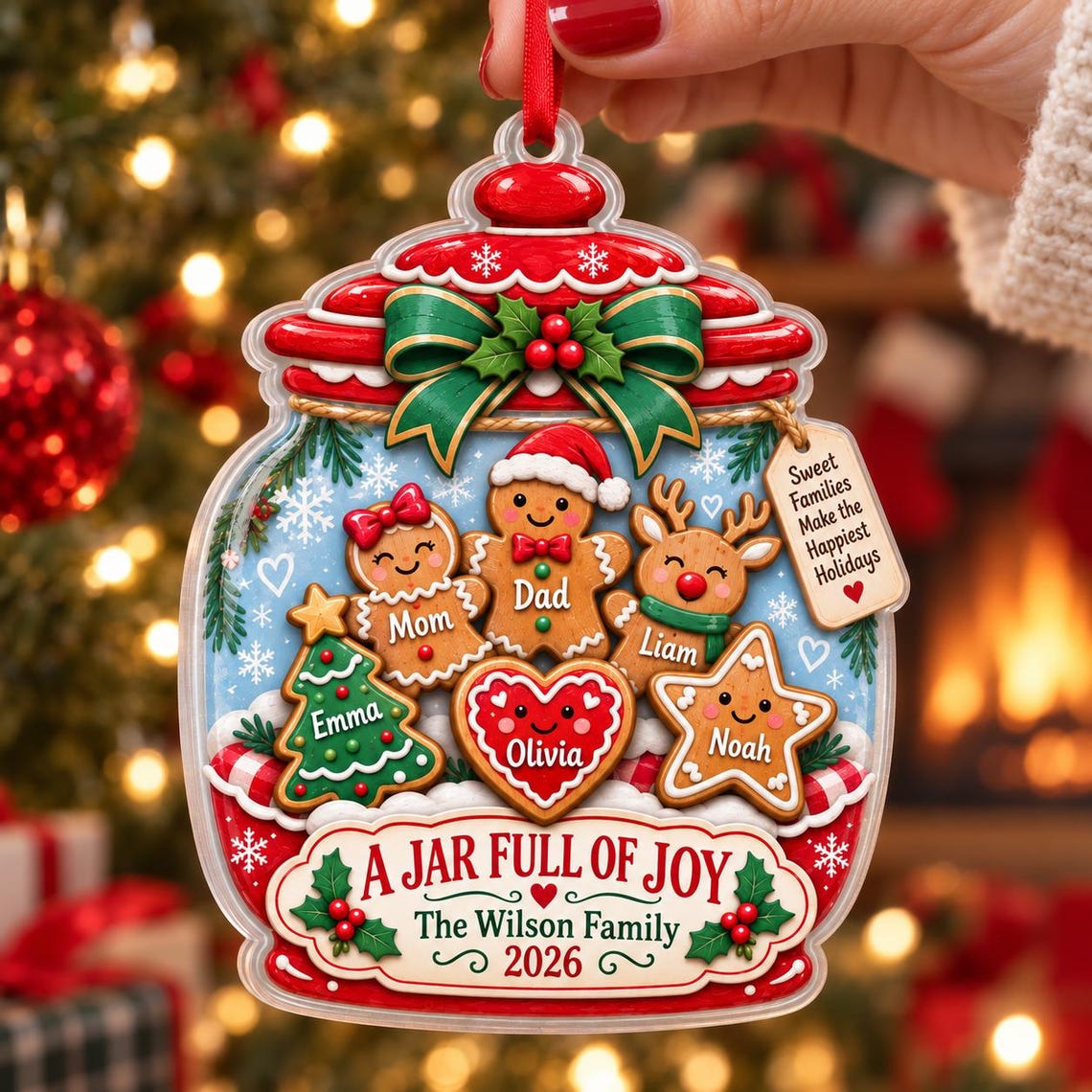 A Jar Full of Joy 2026 Custom Name Date Family Acrylic Ornament