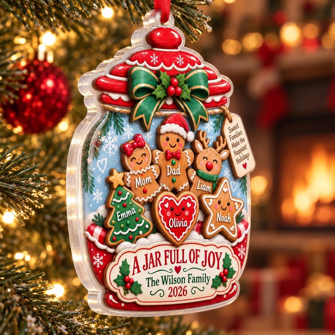 A Jar Full of Joy 2026 Custom Name Date Family Acrylic Ornament