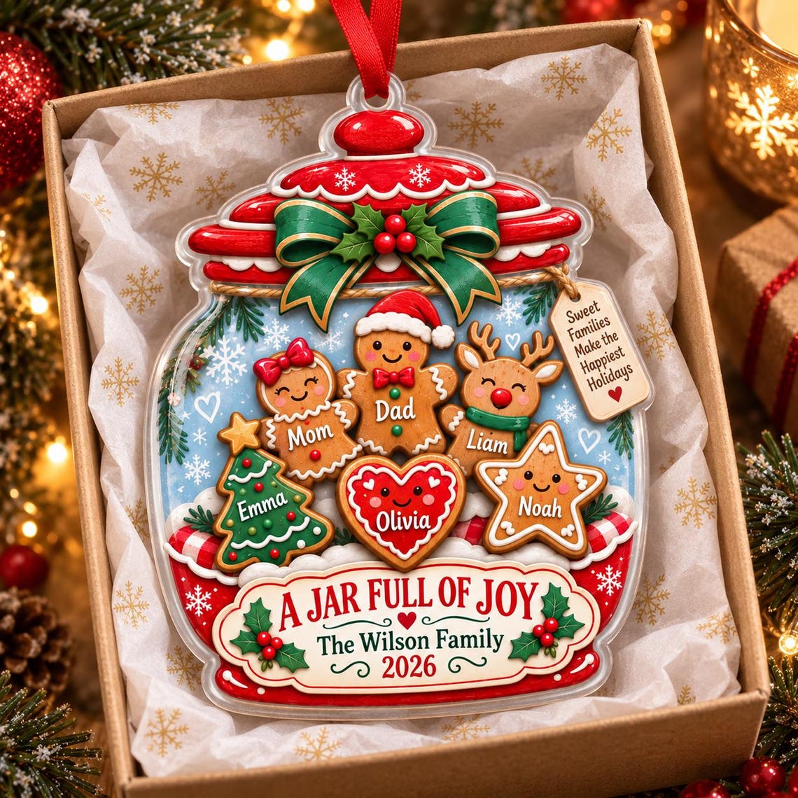 A Jar Full of Joy 2026 Custom Name Date Family Acrylic Ornament