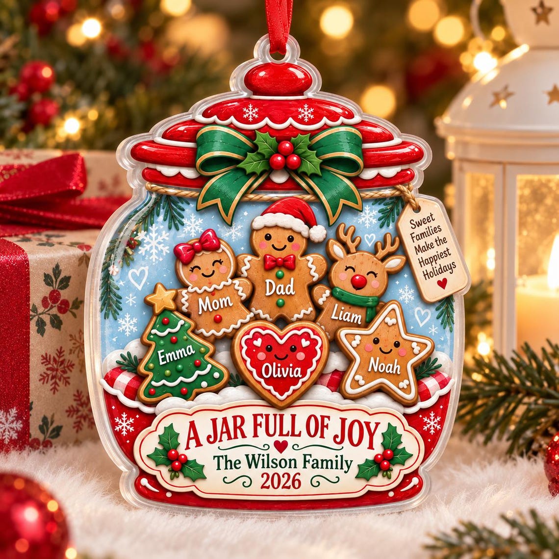 A Jar Full of Joy 2026 Custom Name Date Family Acrylic Ornament