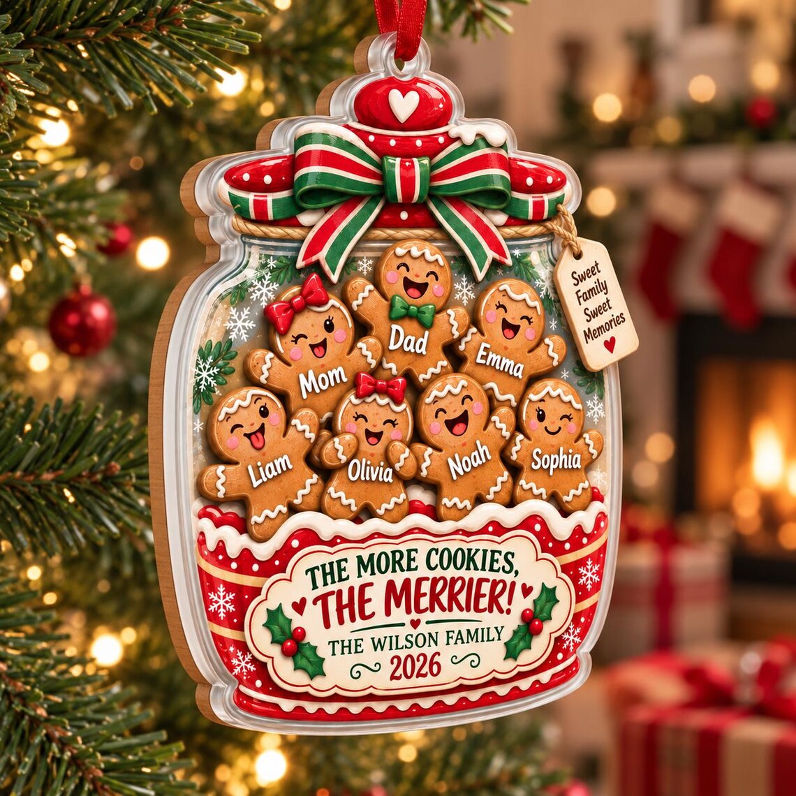 The More Cookies The Merrier 2026 Custom Name Date Family Acrylic Ornament