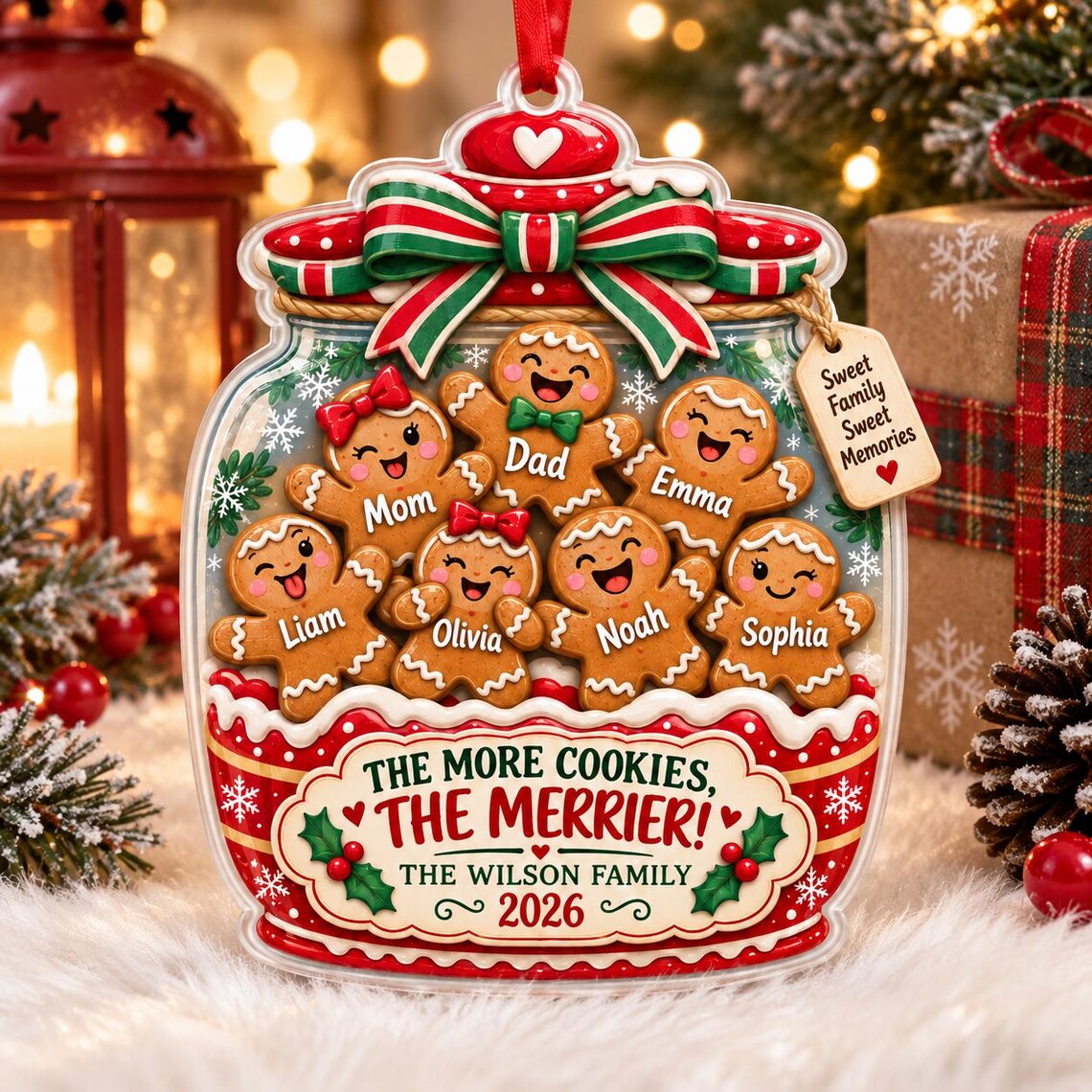 The More Cookies The Merrier 2026 Custom Name Date Family Acrylic Ornament