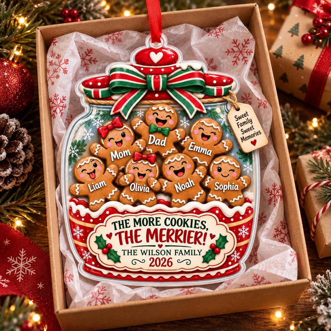 The More Cookies The Merrier 2026 Custom Name Date Family Acrylic Ornament