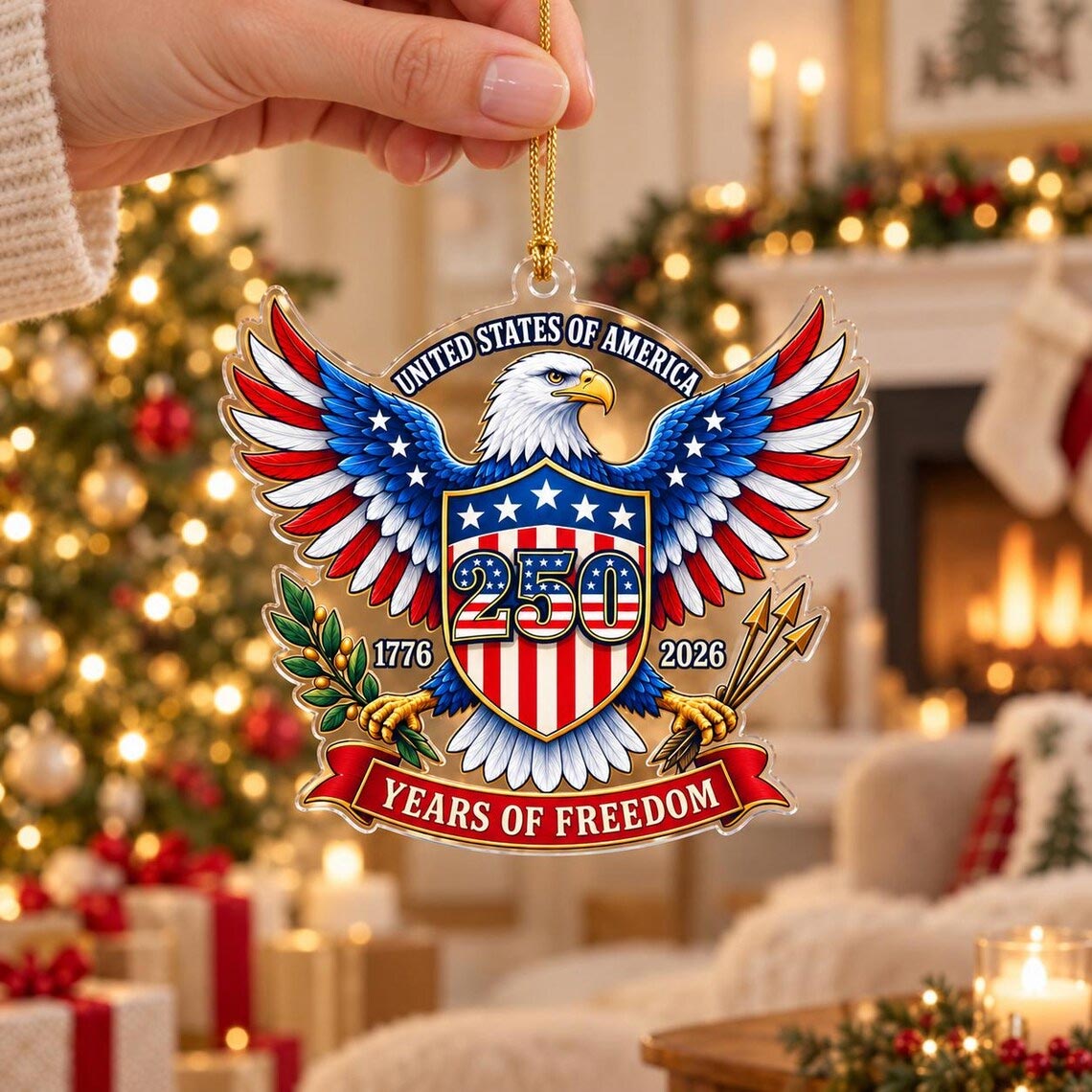 1776-2026 Bald Eagle Patriotic America's 250th Acrylic Ornament