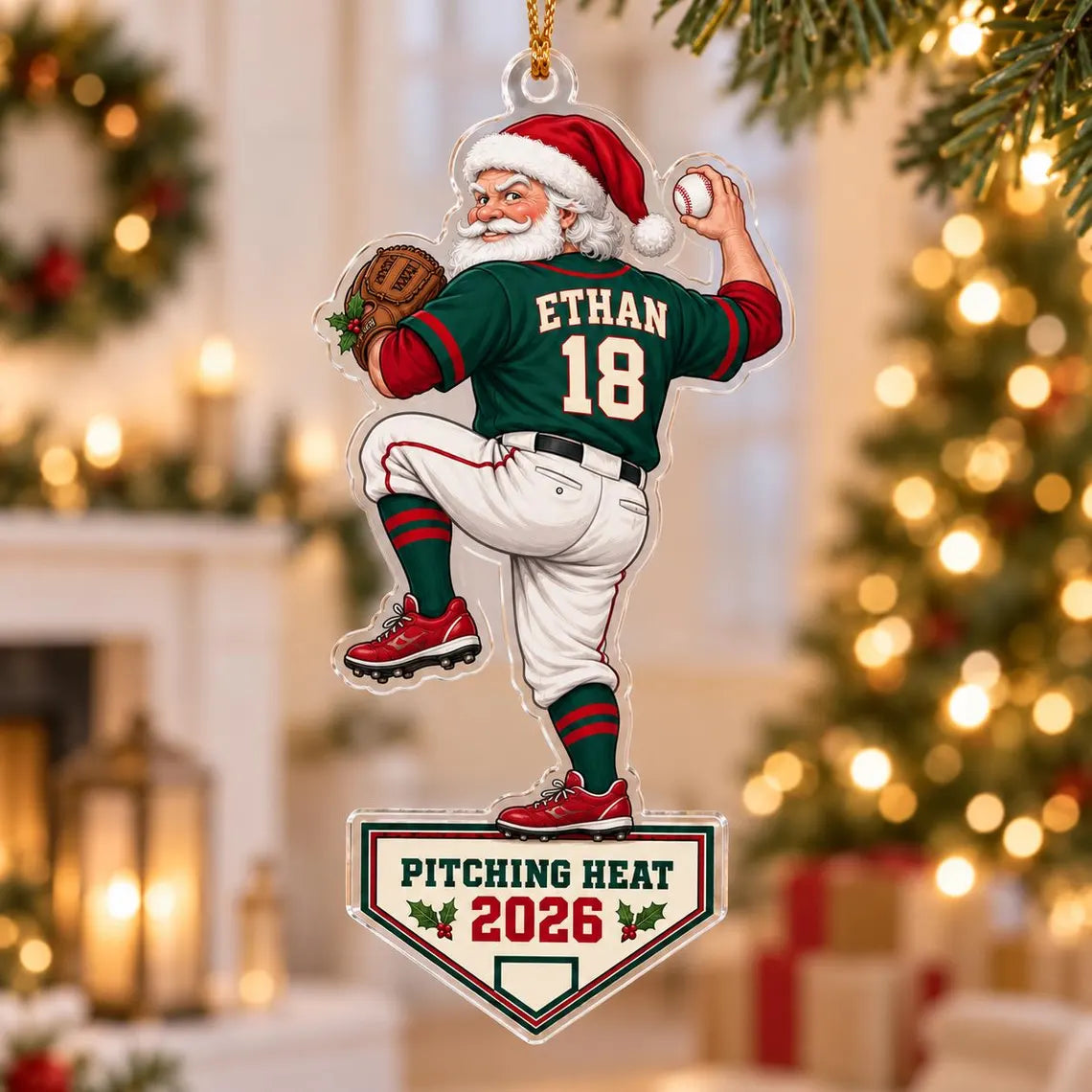 Baseball Christmas 2026 Custom Name Number Sports Acrylic Christmas Ornament