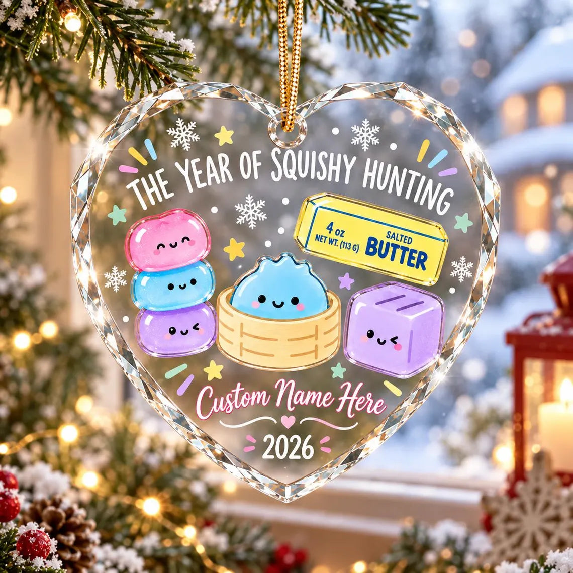 Squishy Hunting 2026 Custom Name Date Heart Glass Christmas Ornament Squishy Collector Keepsake Gift