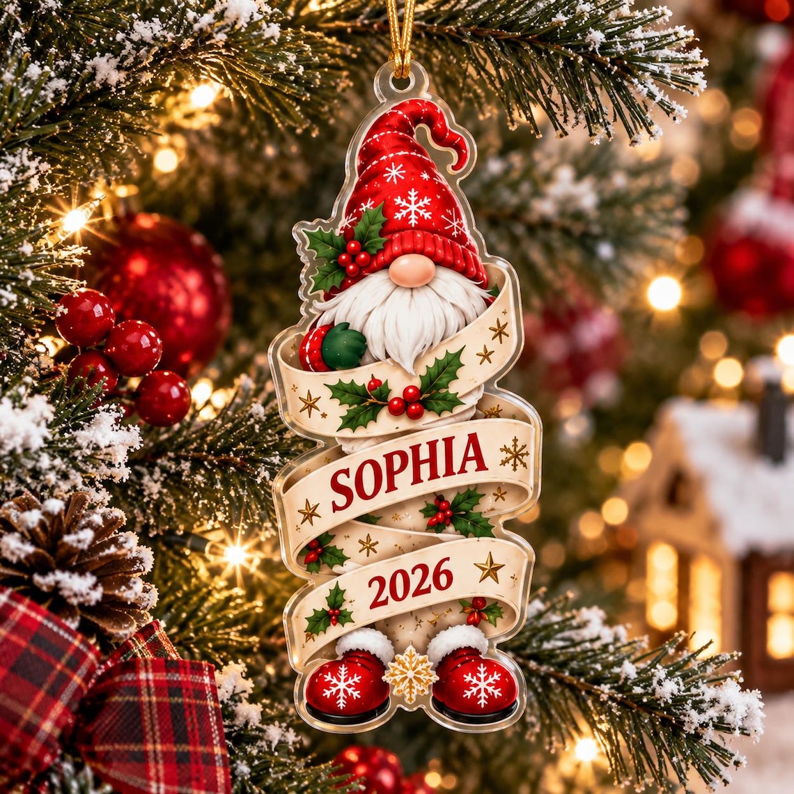 Dashing Through the Snow 2026 Custom Name Date Acrylic Ornament