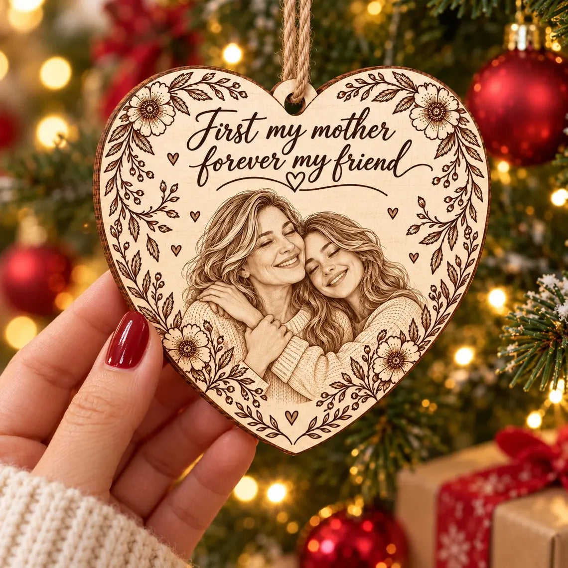 First My Mother Forever My Friend Custom Photo Family Wooden Ornament Mother Daughter Keepsake Gift