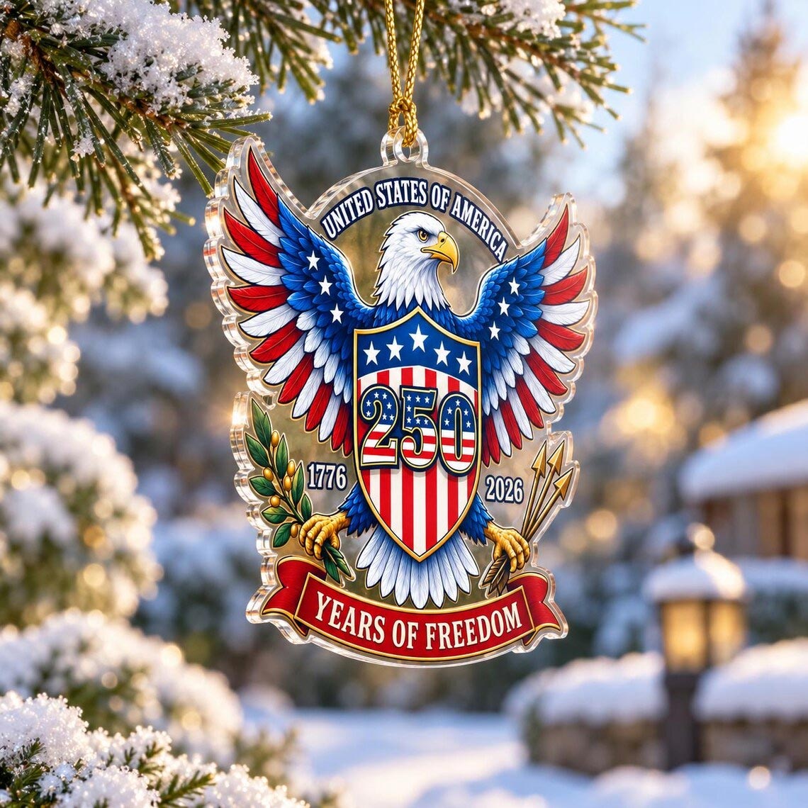 1776-2026 Bald Eagle Patriotic America's 250th Acrylic Ornament