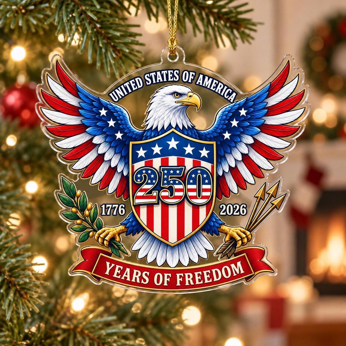 1776-2026 Bald Eagle Patriotic America's 250th Acrylic Ornament