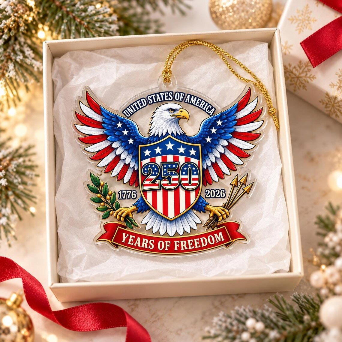 1776-2026 Bald Eagle Patriotic America's 250th Acrylic Ornament
